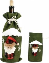 Wijnfles- Verpakking- Flesverpakking- Kerst- Kado- Groen