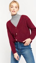 LOLALIZA Cardigan met breipatroon - Bordeaux - Maat S/M