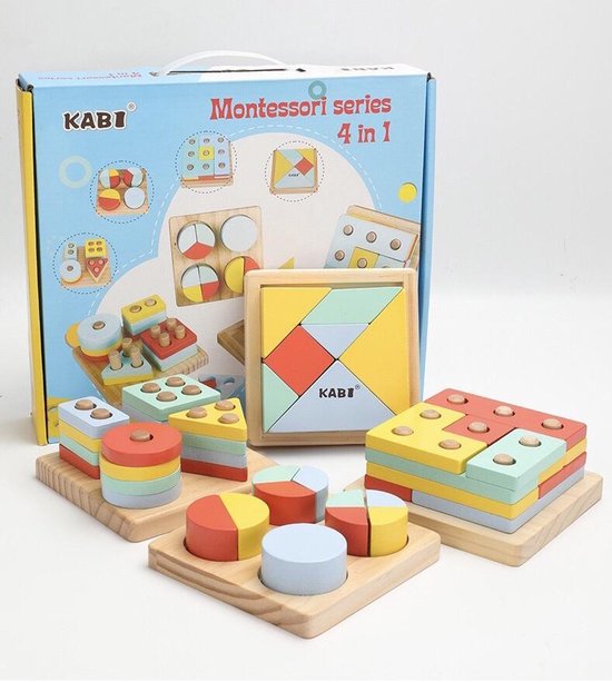 4 in 1 Houten puzzel set - Montessori Speelgoed - ruim 50 onderdelen |  Games | bol.com