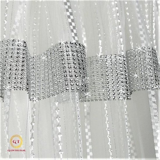 Prachtig kant-en-klaar wit vitrage met zirkonia, 2 Delig ontwerp Vitrages  Gordijn | bol.com