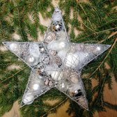 Ster | Kerst | Kerstdecoratie | Kerstster | Kerstversiering voor binnen | Zilver | Met verlichting | L44xB8xH42 cm