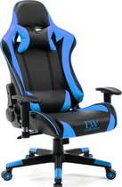 Gamestoel Zwart Blauw verstelbaar LW Collection - Verstelbare Bureaustoel - Gamingstoel - bureaustoel voor volwassenen ergonomisch - Racingstoel
