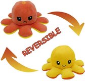 Octopus knuffel - Octopus knuffel mood - Mood knuffel - Octopus knuffel omkeerbaar - Reversible - Emotie knuffel - Omkeerbaar - Emotie octopus knuffel - Oranje - Geel