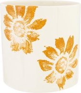 Bloempot aardewerk Bloemenprint Oranje 15x15xH15cm