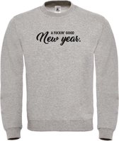 Kerst sweater grijs XXL - A fuckin' good new year - zwart - soBAD. | Kerst | Foute kerst trui | Sweater unisex | Sweater mannen | Sweater vrouwen | Nieuwjaar | Feest | Glitter