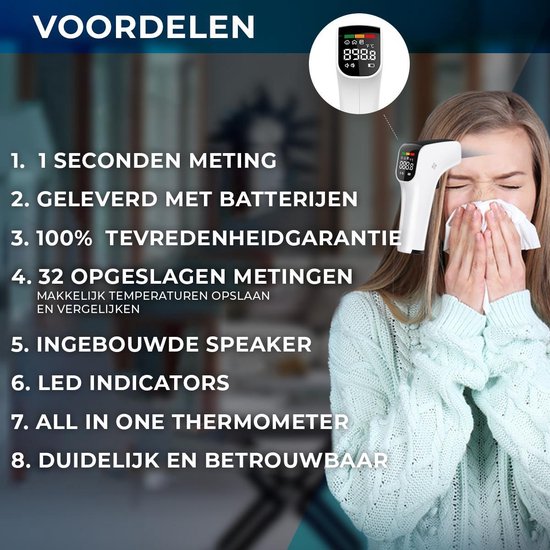 Voorhoofd Thermometer Koortsthermometer voor Volwassenen en Kinderen