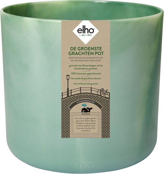Elho B.for Marble Round 30 - Groenste Grachten Pot - Bloempot Binnen - Ø 29.5 x H 27.6 cm - Limited Edition