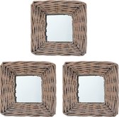 Wandspiegel 3 stuks (incl LW 3d klok) - spiegel