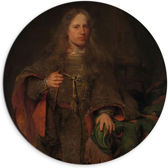 Dibond Wandcirkel - Oude meesters - Portret Ernest de Beveren, Aert de Gelder, 1685 - 100x100cm Foto op Aluminium Wandcirkel (met ophangsysteem)