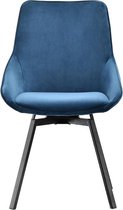 Maison´s stoel – Stoel – Stoelen – Eetkamerstoel – Eetkamerstoelen – Kuipstoel – Kuipstoelen – Blauw – Zwarte poten – Draaiende stoel – Eetkamerstoelen set van 3