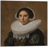 Dibond - Oude meesters - Portret van een vrouw, Frans Hals, ca. 1635 - 50x50cm Foto op Aluminium (Met Ophangsysteem)
