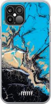 iPhone 12 Pro Max Hoesje Transparant TPU Case - Blue meets Dark Marble #ffffff