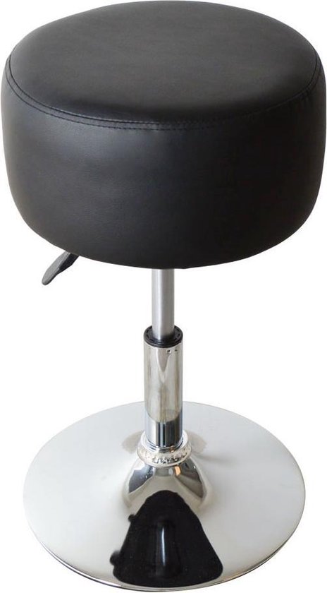 Krukje retro vintage - kaptafel stoel krukje - hoogte verstelbaar tot 65 cm - zwart - VDD