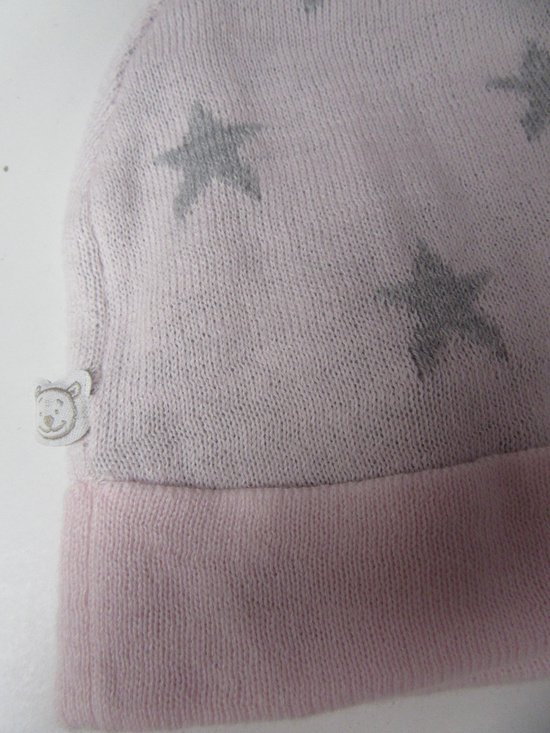Le rose chapeau de Noukie avec des étoiles gris, T0 0-3 mois 43 cm