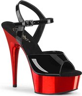 Pleaser - DELIGHT-609 Sandaal met enkelband - US 10 - 40 Shoes - Zwart/Rood