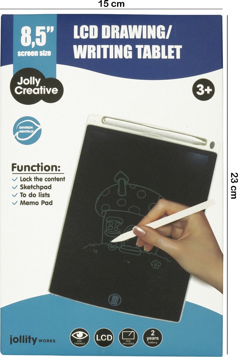 JollyCreative - Digitaal Tekentablet - Digitaal Notitiebord - LCD writing  tablet - 8.5