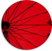 Dibond Wandcirkel - Rode Parasol - 40x40cm Foto op Aluminium Wandcirkel (met ophangsysteem)