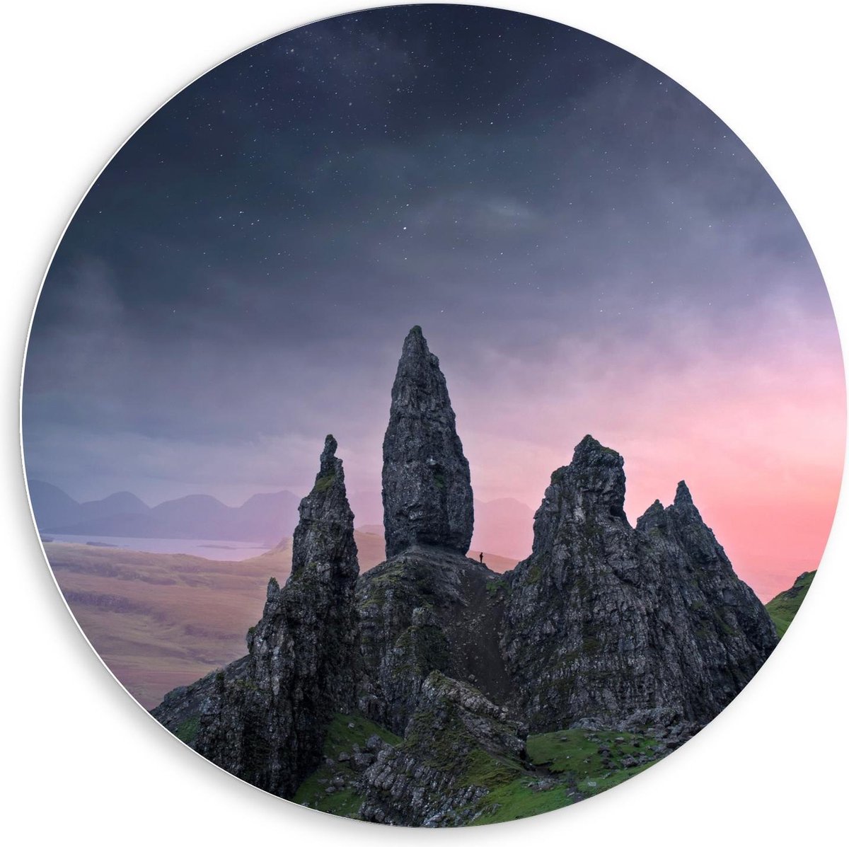 Forex Wandcirkel - Rotsachtige Bergen - 80x80cm Foto op Wandcirkel (met ophangsysteem)