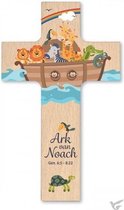 Kruis - Ark van Noach - Hout - Boot met dieren - 9x15cm - Houtkleur -  Uljo