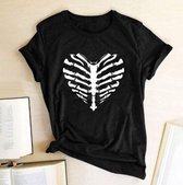 T-shirt skelet ribben - dames - vrouw - kleding - mode - shirt - korte mouw - Dames T-shirt