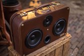 Vintage koffer met luidsprekers bluetooth ingebouwd accu USB aansluiting uniek