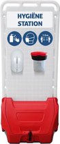 Sitepoint - hygiene station - mobiel informatiepaneel met sensor desinfectie en opslagbox