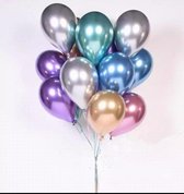 LOHECO® 2x 25 stuks Latex Luxe Ballonnen Chrome Metallic - Gratis Ballonslinger- Feest Verjaardag Bruiloft Ballon Versiering - Babyshower