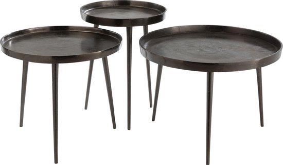 Duverger® Queen - Tables d'appoint - lot de 3 - plateau - métal - gris foncé