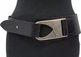 Thimbly Belts Zwarte brede heupriem - heren en dames riem - 7 cm breed - Zwart - Echt Leer - Taille: 105cm - Totale lengte riem: 120cm