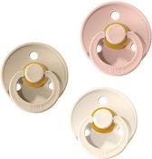 BIBS fopspenen set van 3 -BLUSH ROZE - IVORY WHITE - SAND - Maat1 - T1 Leeftijd: 0-6 maanden