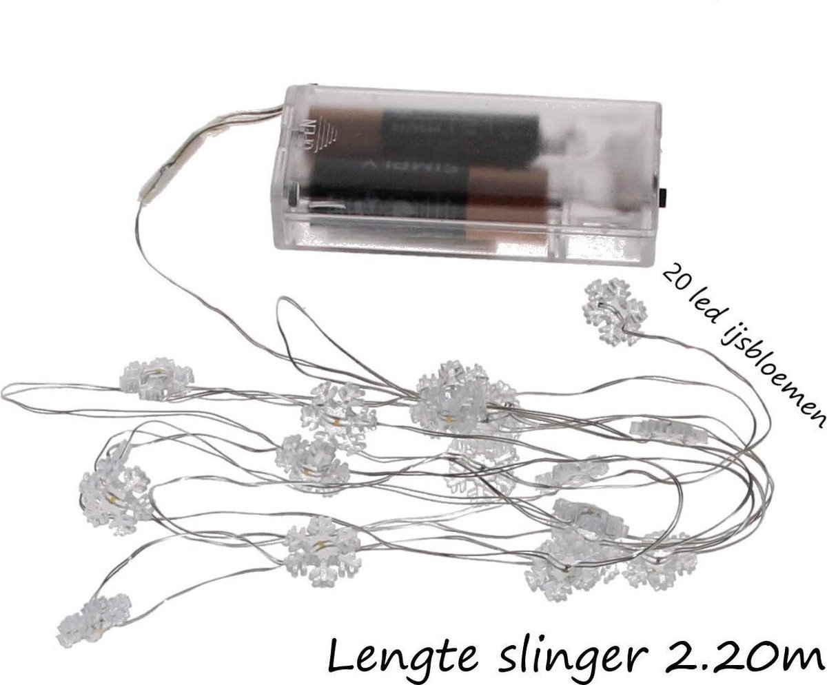 20 led verlichting warm Wit zilverdraad met IJsbloemen-2.20m