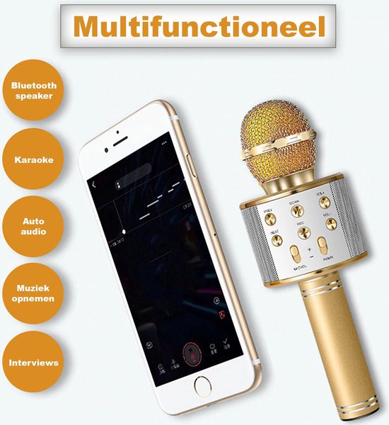 Microphone karaoké Bluetooth LifeGoods - Sans fil avec haut-parleur HiFi -  Set pour