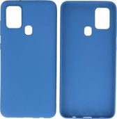 Bestcases Color Telefoonhoesje - Backcover Hoesje - Siliconen Case Back Cover voor Samsung Galaxy A21s - Navy
