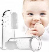 Baby tandenborstel - vingertandenborstel kindertandenborstel op vinger siliconen - Met opberg doos - 2 Stuks