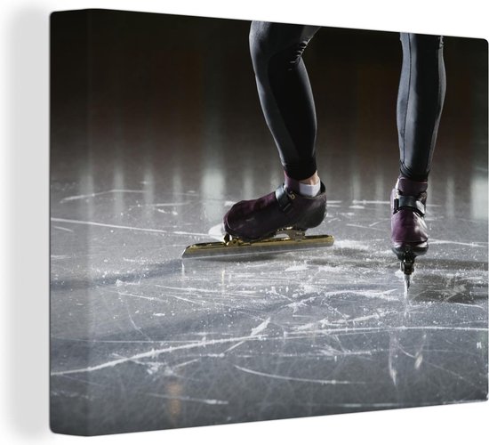 Canvas Schilderij De schaatser op het ijs - 40x30 cm - Wanddecoratie