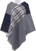 Dielay - Poncho met Ruit - 80x80 cm - Grijs en Blauw