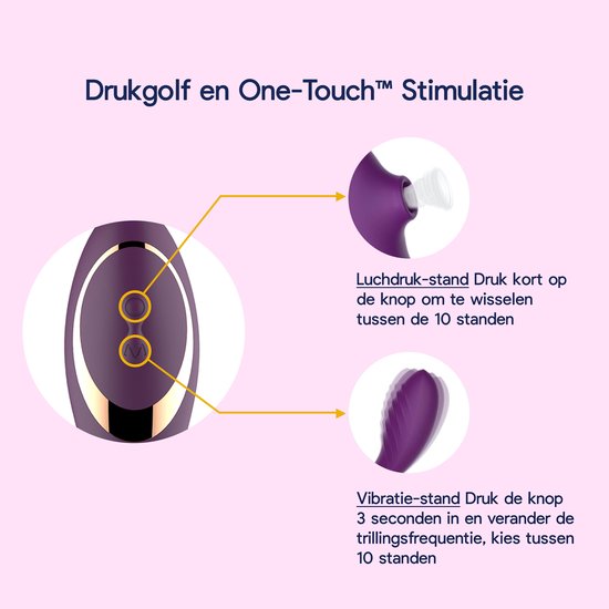 Diagram van een paarse vibrator die luchtdruk- en vibratiestanden toont.