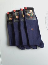 Dunne wollen sokken met logo - 4 paar - donkerblauw