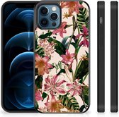 Leuk TPU Back Case Geschikt voor iPhone12 Pro | 12 (6.1") Telefoon Hoesje met Zwarte rand Bloemen