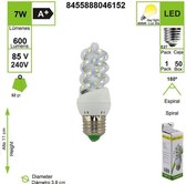 LED BULB lampen, spiraalvormig, E27, 7 W, 4200k (PACK VAN 5 )[Energieklasse A+]