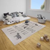 Kinderkamer vloerkleed Alfabet - crème/zwart 120x170 cm