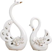Paar witte zwaan Home Decor keramische ambachten porseleinen dierenbeeldjes