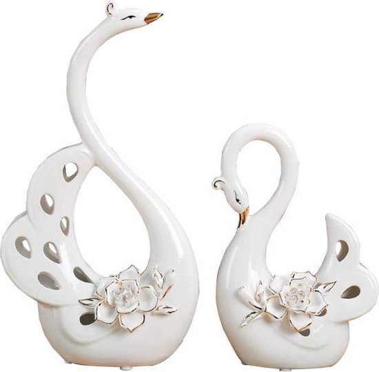 N3 Collecties Paar witte zwaan Home Decor keramische ambachten porseleinen dierenbeeldjes