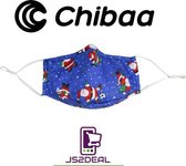 Chibaa - JS2DEAL - Kerst Thema Blauw - Katoenen Mondkapje Wasbaar Herbruikbaar Mondmasker met 1 vervangbare PM2.5 Filter