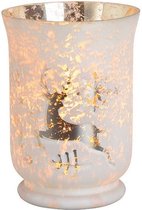 Lantaarn kerstdecoratie van wit glas 14x20x14cm