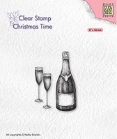 CT039 Clear stamp Nellie Snellen - kerst stempel - champagne glazen - feest - proosten - kerstmis