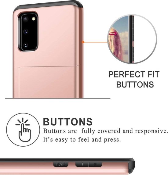 Étui pour cartes Samsung Galaxy S20 - Rose - Emplacement pour cartes antichoc - PC dur - Porte-cartes
