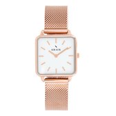 KRAEK Ilene Rosé Goud Wit 28 mm - Dames Horloge - Rosé Goud Mesh horlogebandje - Easy click bandje