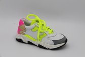 Jochie- 20506 witte sneaker met geel en roze accenten maat 30