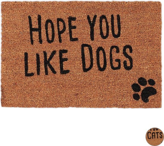 Relaxdays deurmat spreuk dog cat - 40 x 60 cm - kokosvezels - schoonloopmat - antislip - Hond